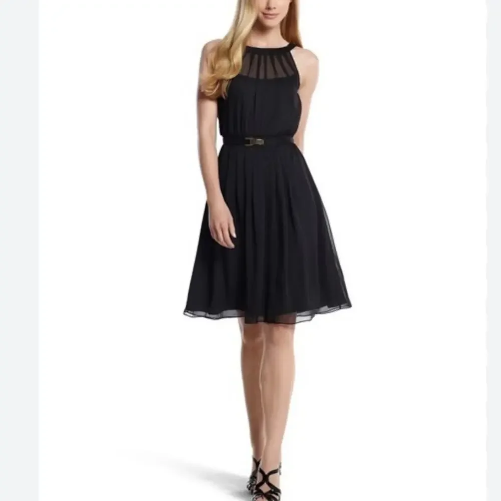 White House Black Market Button back chiffon halter dress Size 6 - Picture 2 of 11